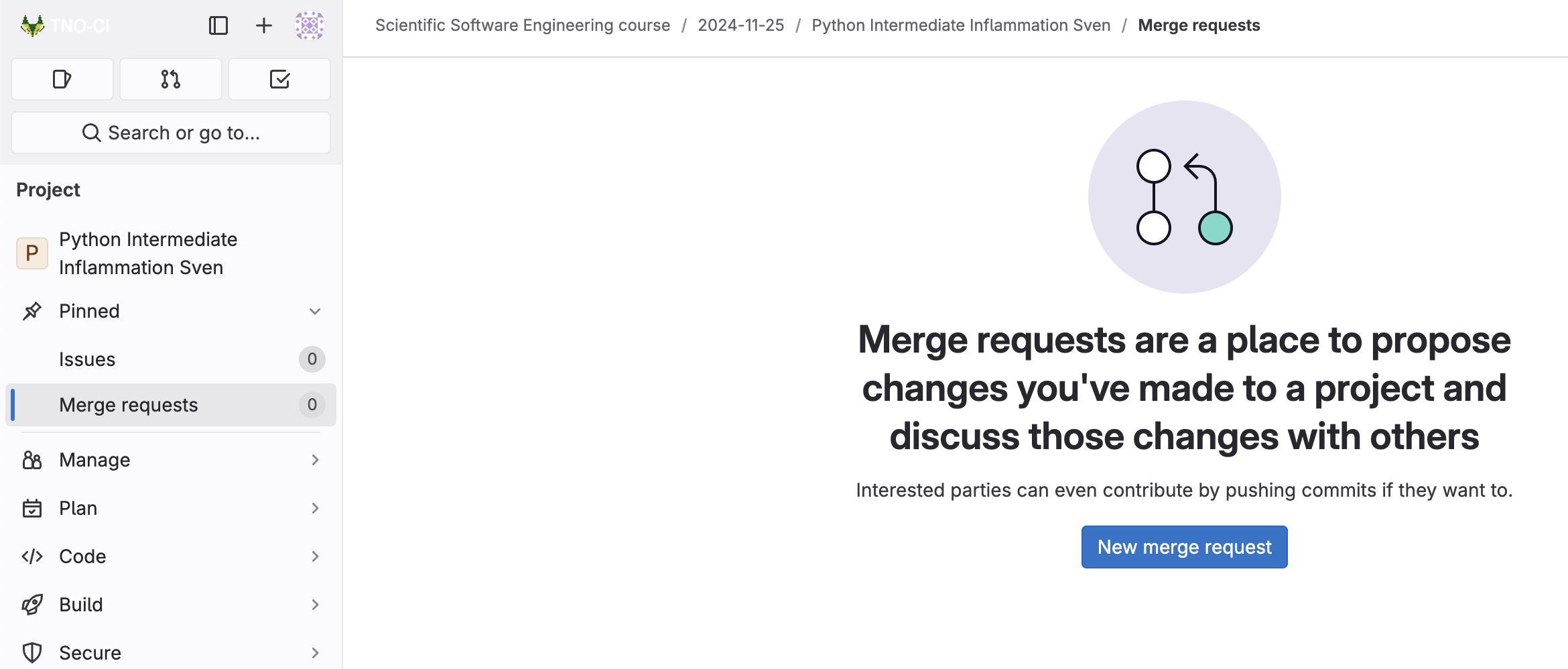 GitLab merge requests tab