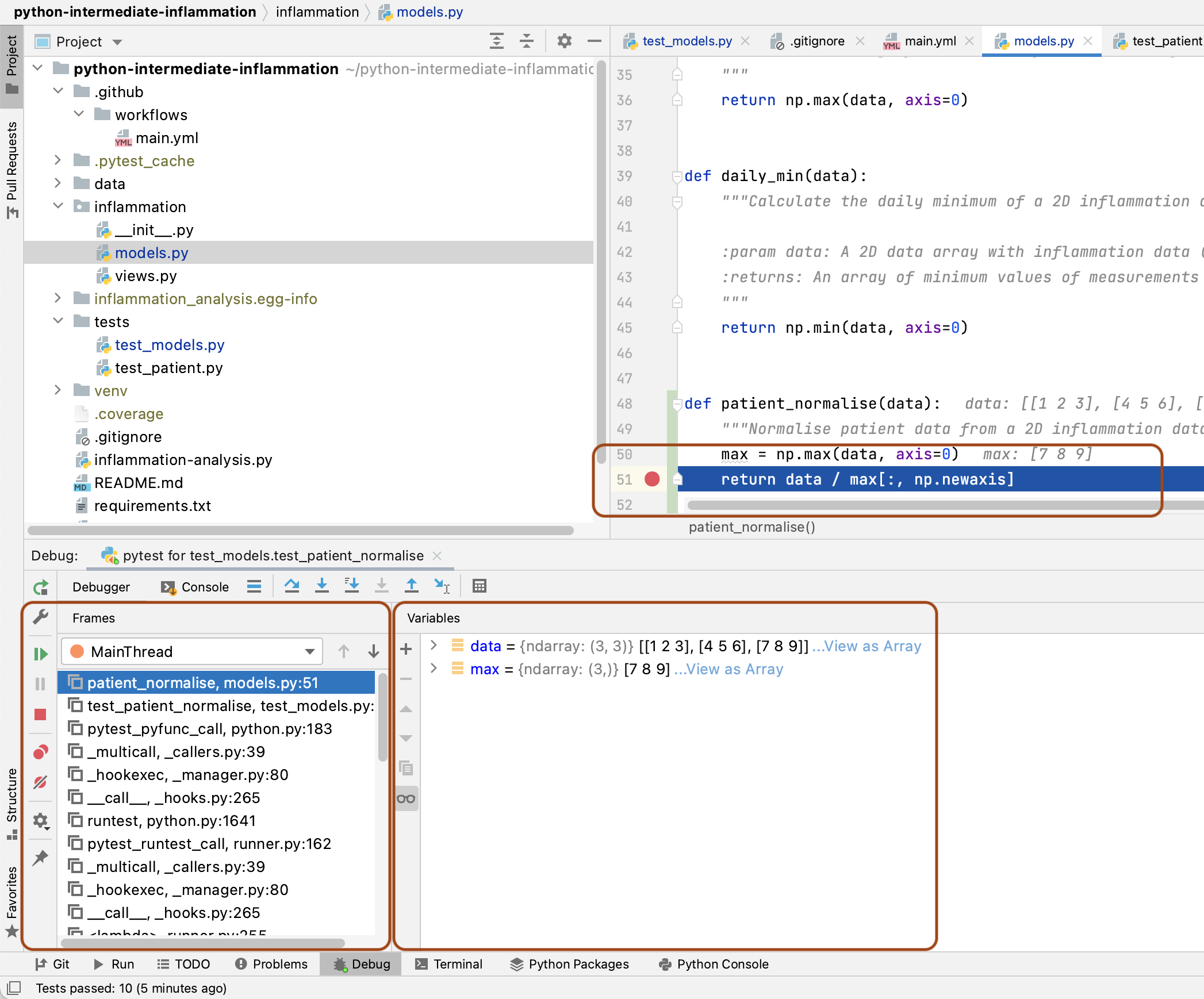 Debugging in PyCharm