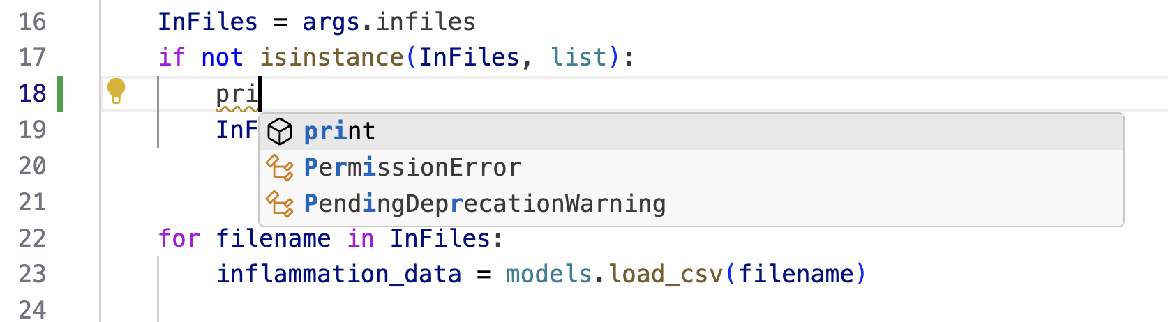 Code Completion Functionality in VS Code