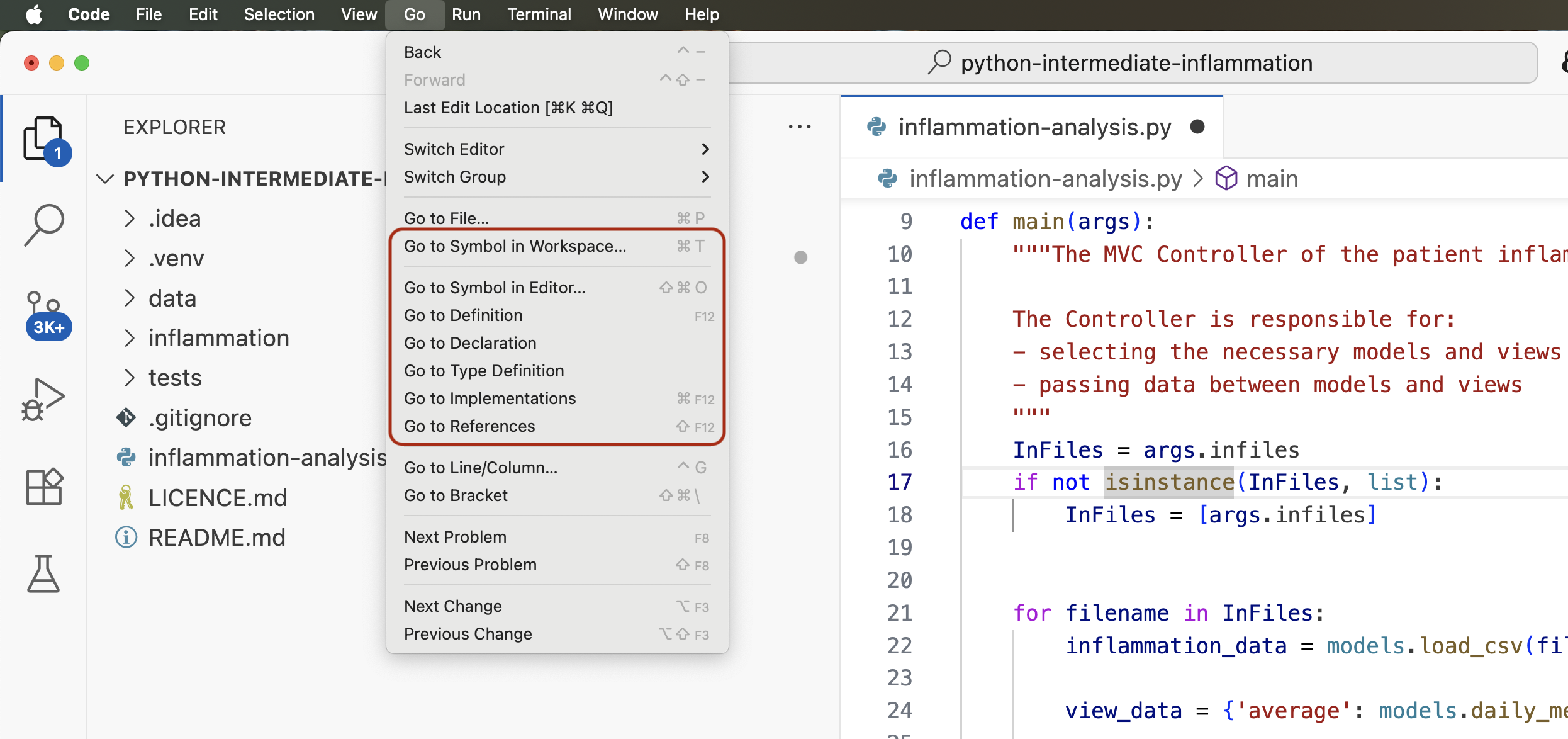 Code References Functionality in PyCharm