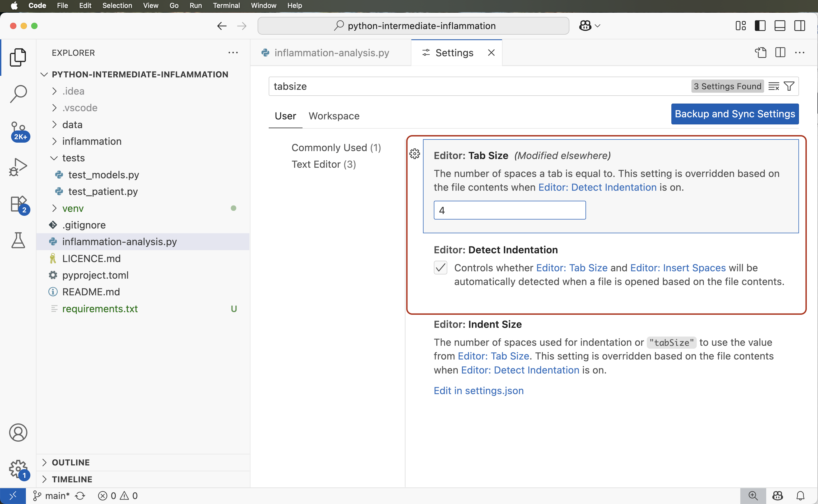 Python code whitespace settings in VC Code